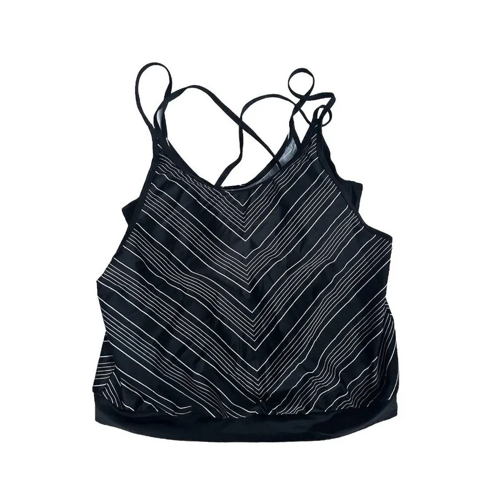 NWT Athleta 38 B / C Chevron Blousy Tankini Top Swim Top Swimsuit Top - Picture 3 of 9